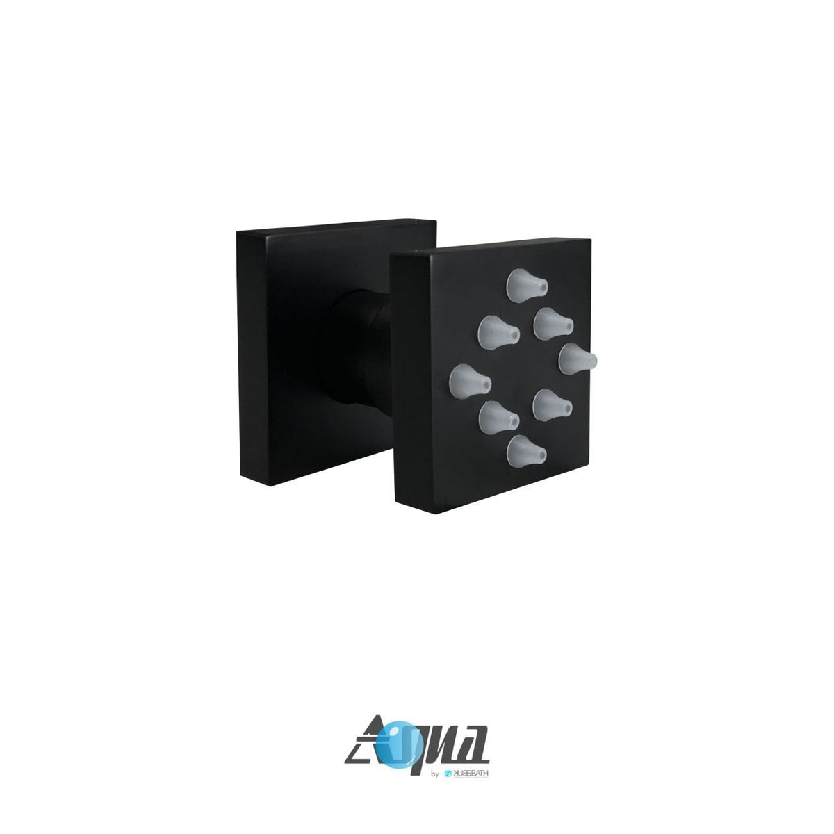 Aqua Piazza Black Shower Set w/ 8" Ceiling Mount Square Rain Shower, Tub Filler and 4 Body Jets