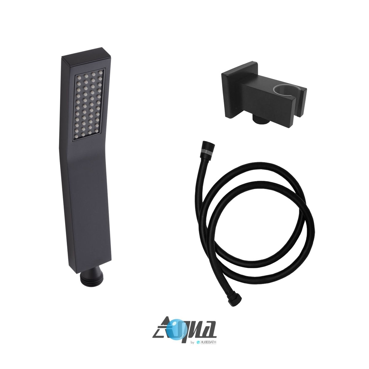Aqua Piazza Black Shower Set w/ 8" Ceiling Mount Square Rain Shower and Handheld