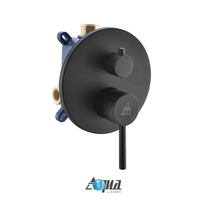 Aqua RONDO Black Brass Shower Set w/ 12" Round Rain Shower and 4 Body Jets