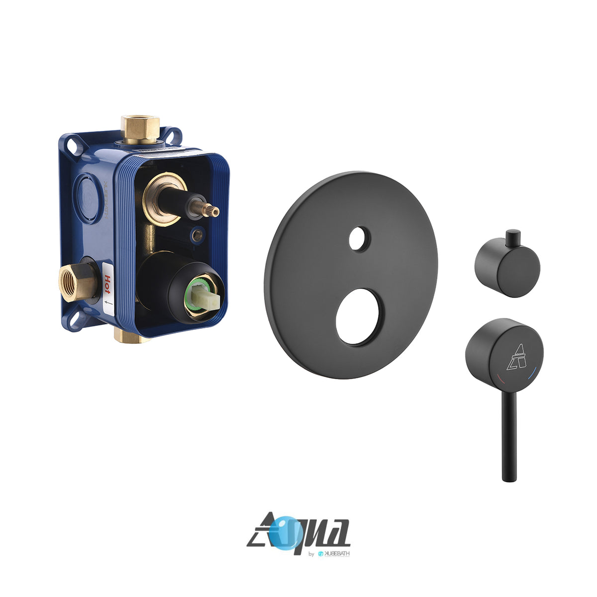 Aqua RONDO Black Brass Shower Set w/ 12" Round Rain Shower,  4 Body Jets and Handheld