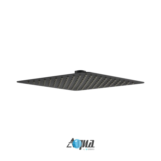 Aqua Piazza by KubeBath 8" Super Slim Square Rain Shower Head Matte Black Finish