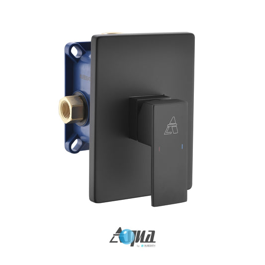 Aqua Piazza Black Shower Set w/ 12" Square Rain Shower Head