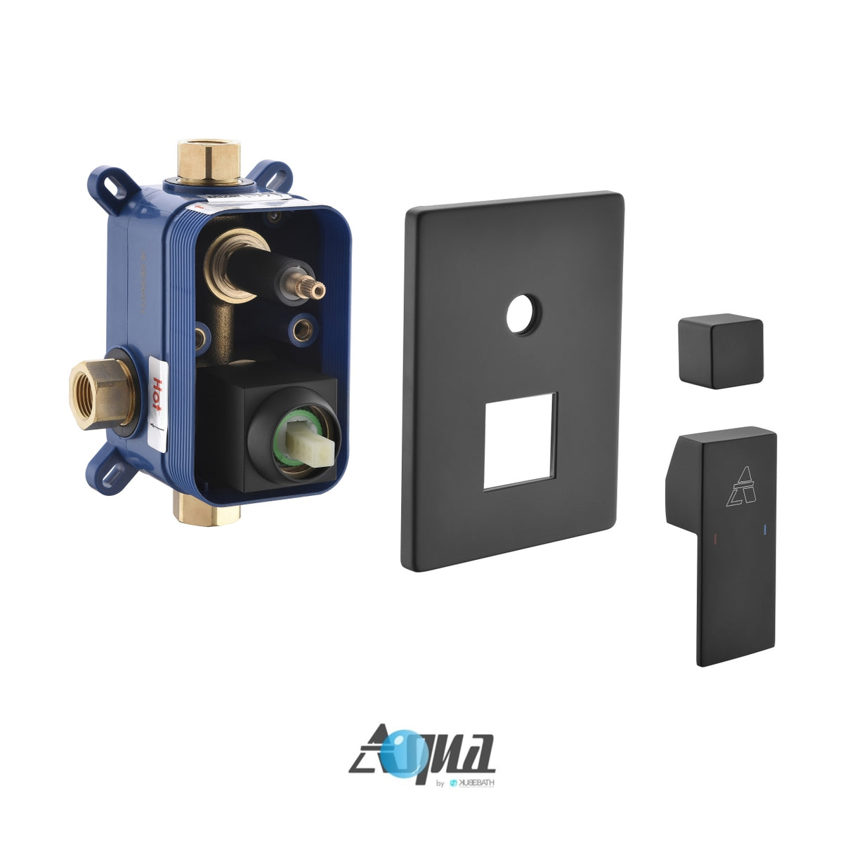 Aqua Piazza Black Shower Set w/ 8" Ceiling Mount Square Rain Shower and Tub Filler