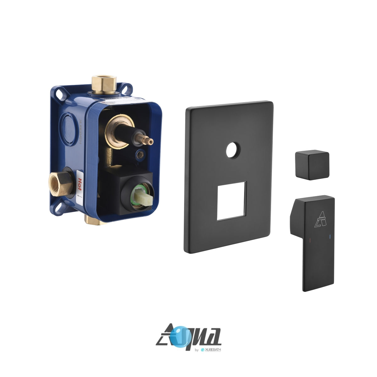 Aqua Piazza Black Shower Set w/ 8" Ceiling Mount Square Rain Shower, Handheld and Tub Filler