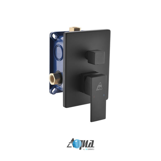 Aqua Piazza by KubeBath 3-Way Rough-In Valve With Cover Plate, Handle and Diverter Matte Black