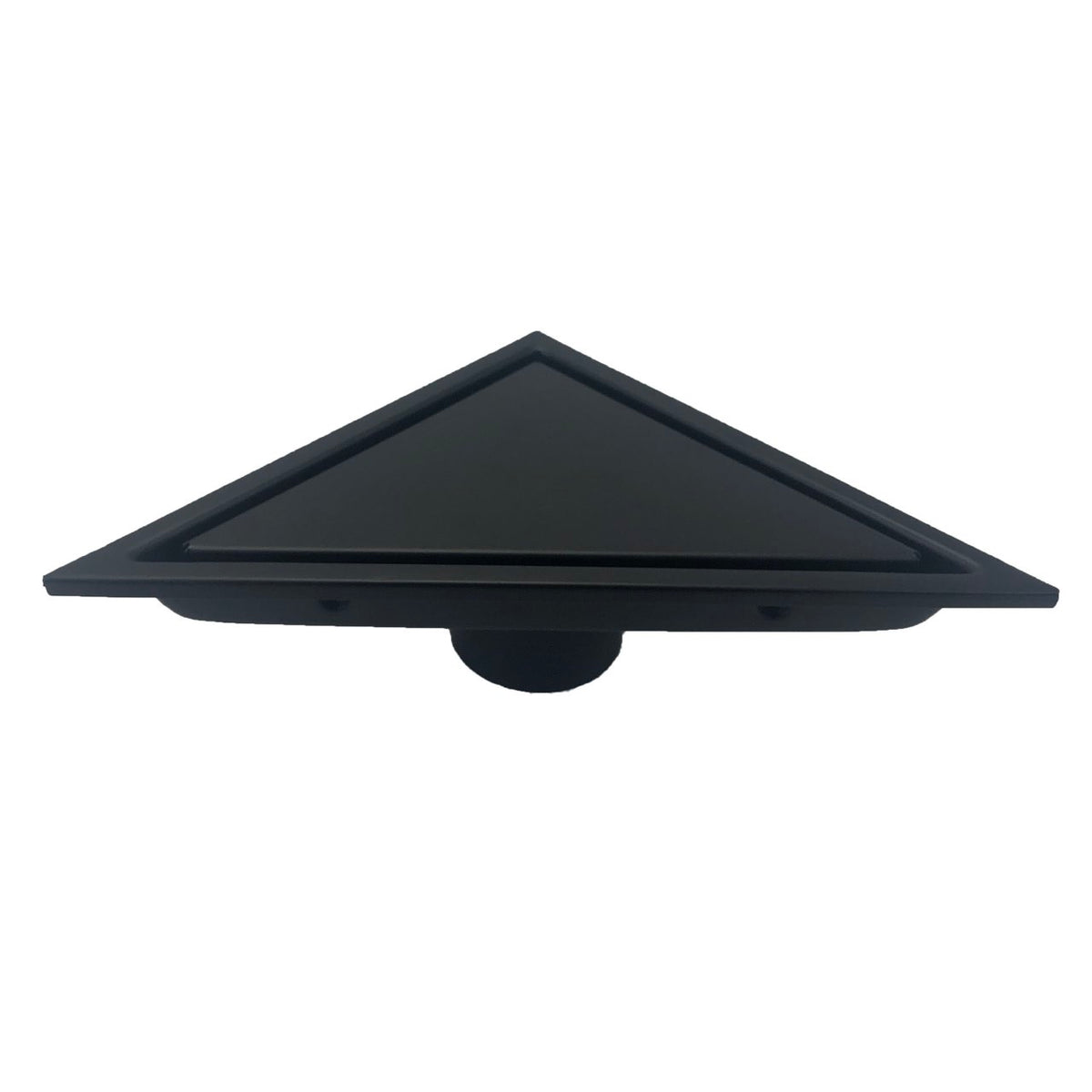 A 6.5-inch triangular stainless steel tile grate with a matte black finish.