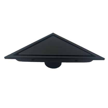 A 6.5-inch triangular stainless steel tile grate with a matte black finish.