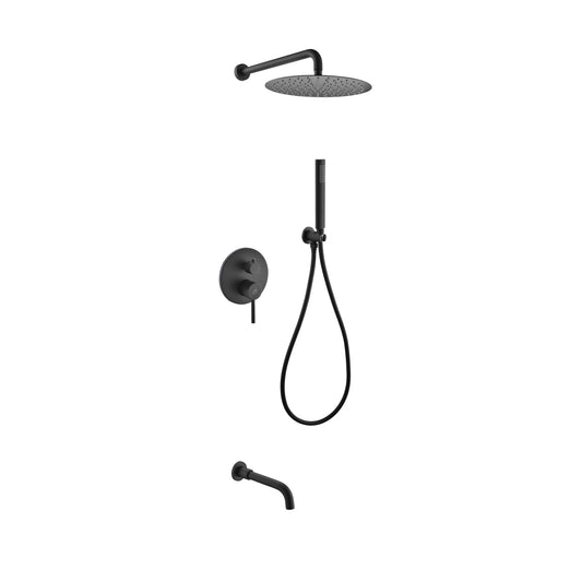 Aqua Rondo Shower Set w/ 12" Rain Shower, Handheld and Tub Filler