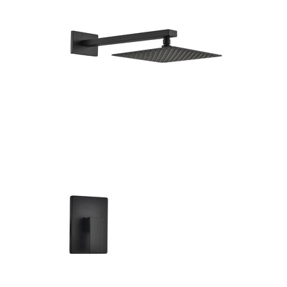 Aqua Piazza Black Shower Set w/ 12" Square Rain Shower Head