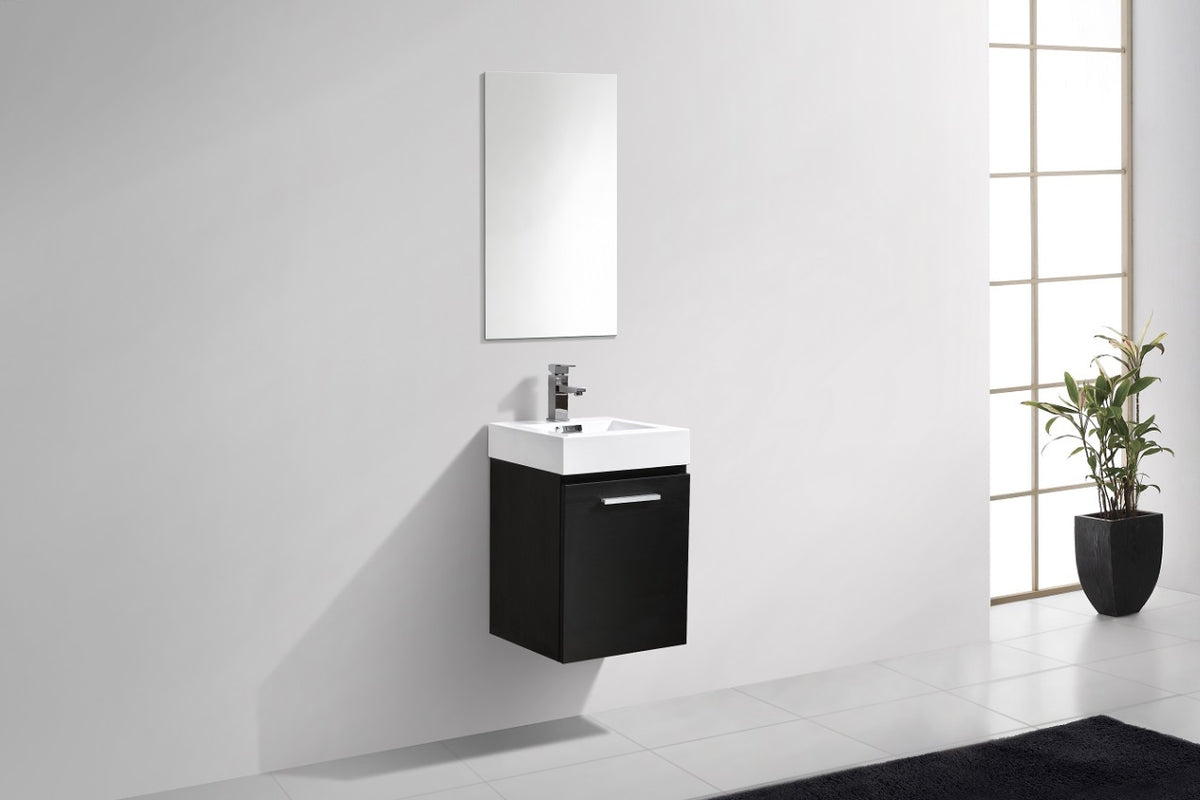 Bliss 16" Black Wall Mount Modern Bathroom Vanity