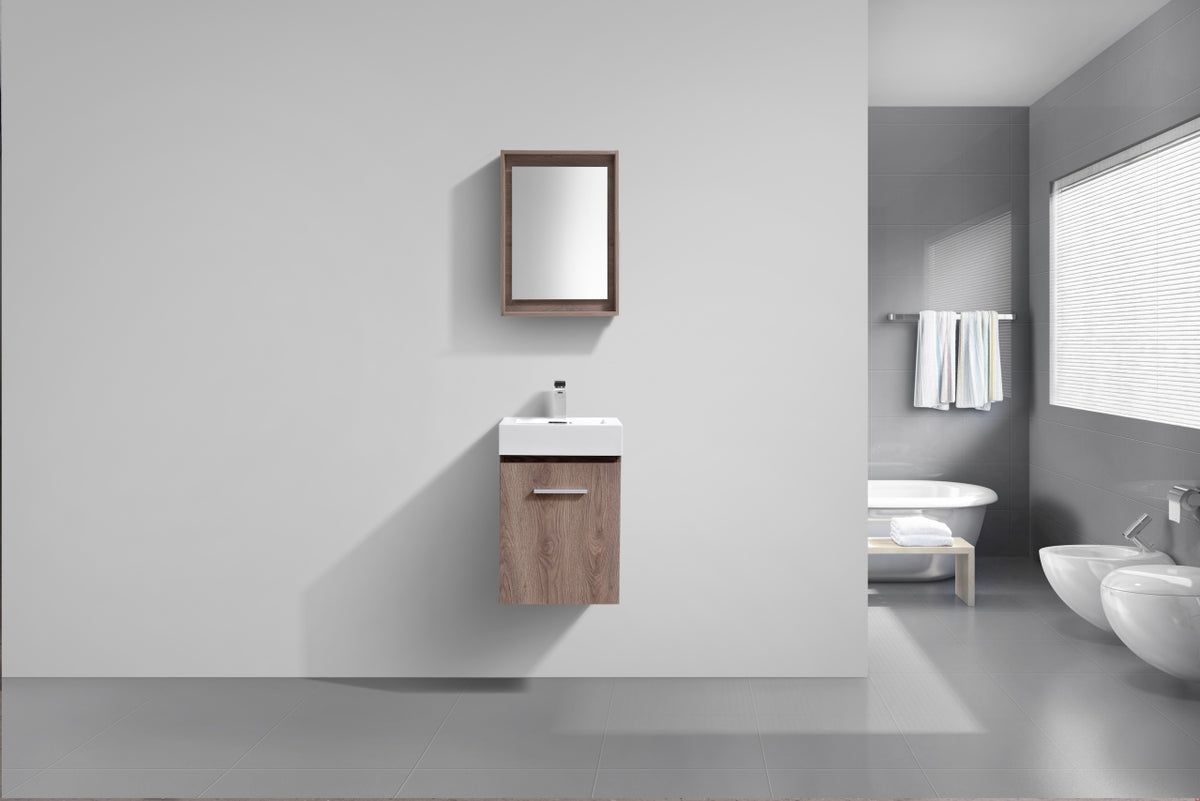 Bliss 16" Butternut Wall-Mount Modern Bathroom Vanity
