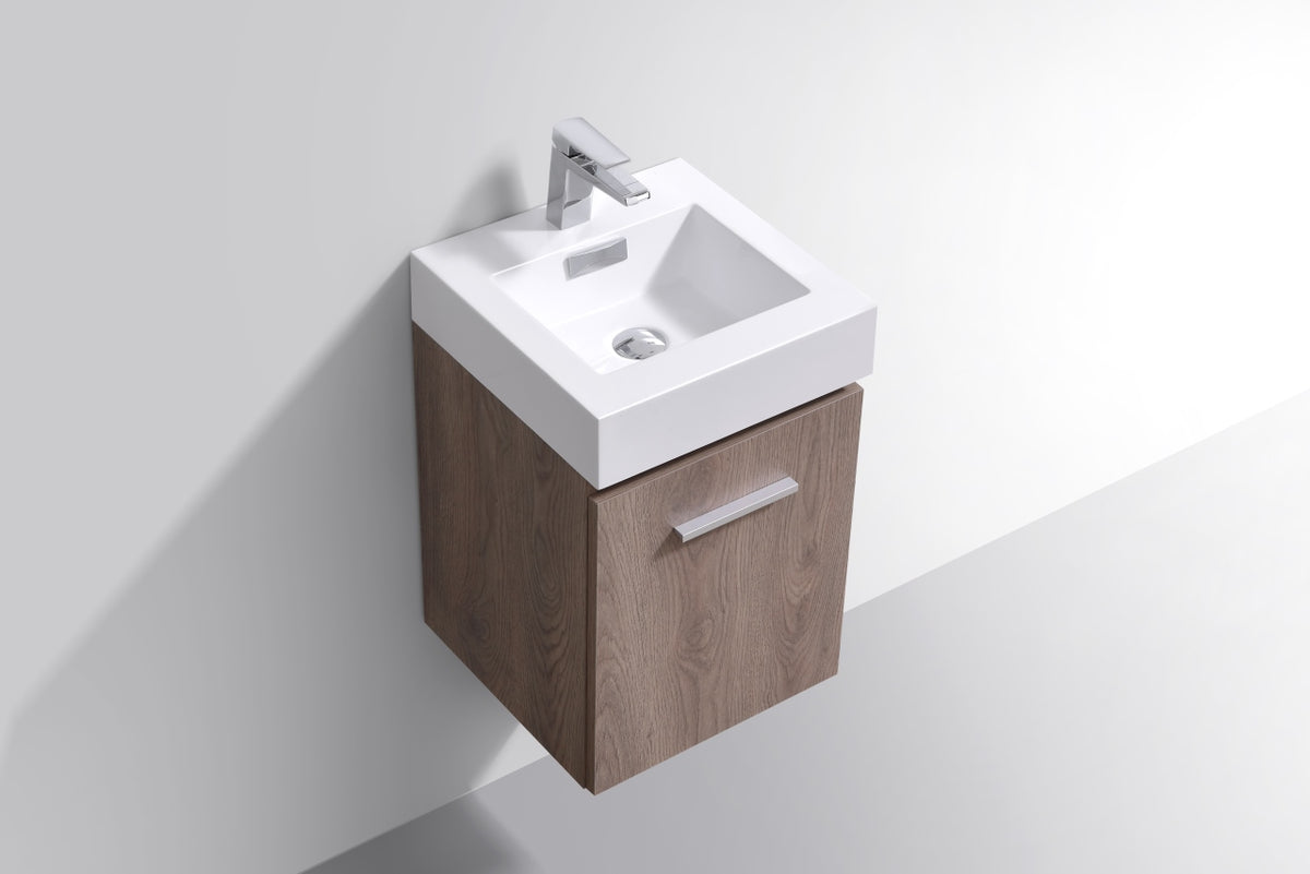 Bliss 16" Butternut Wall-Mount Modern Bathroom Vanity