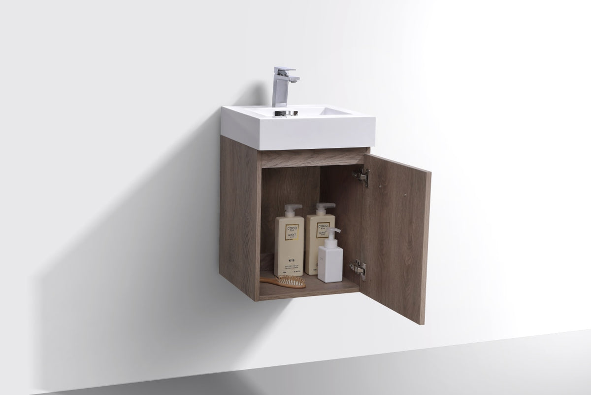 Bliss 16" Butternut Wall-Mount Modern Bathroom Vanity