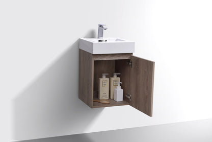Bliss 16" Butternut Wall-Mount Modern Bathroom Vanity