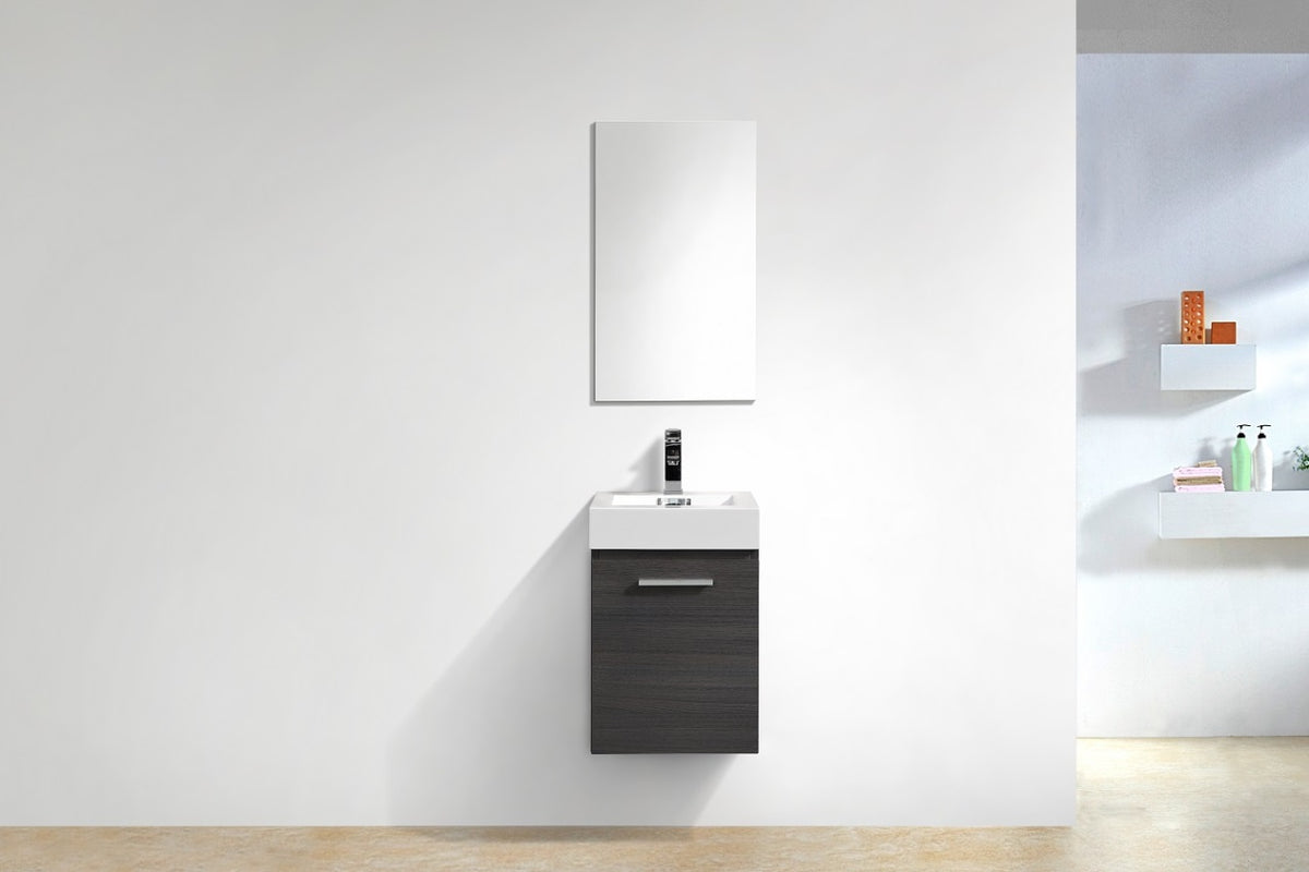 Bliss 16" Gray Oak Wall-Mount Modern Bathroom Vanity