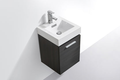 Bliss 16" Gray Oak Wall-Mount Modern Bathroom Vanity