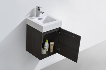Bliss 16" Gray Oak Wall-Mount Modern Bathroom Vanity