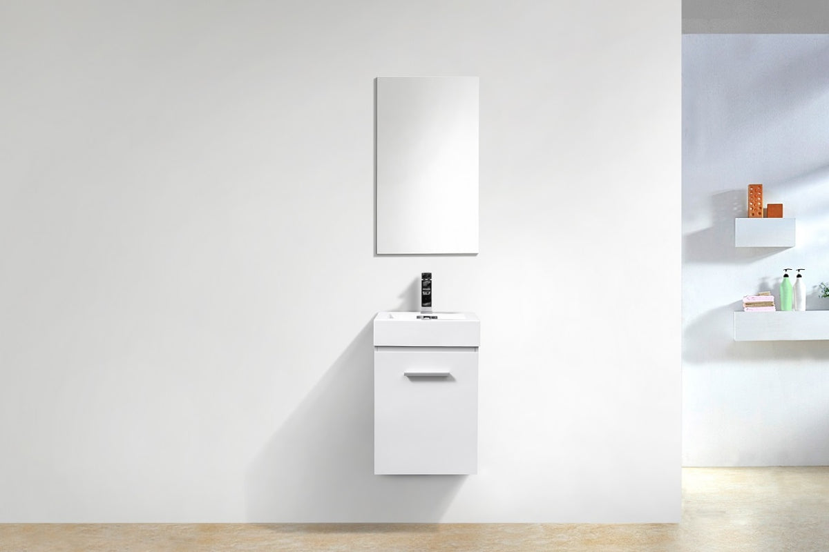 Bliss 16" High Gloss White Wall-Mount Modern Bathroom Vanity