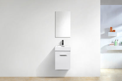 Bliss 16" High Gloss White Wall-Mount Modern Bathroom Vanity