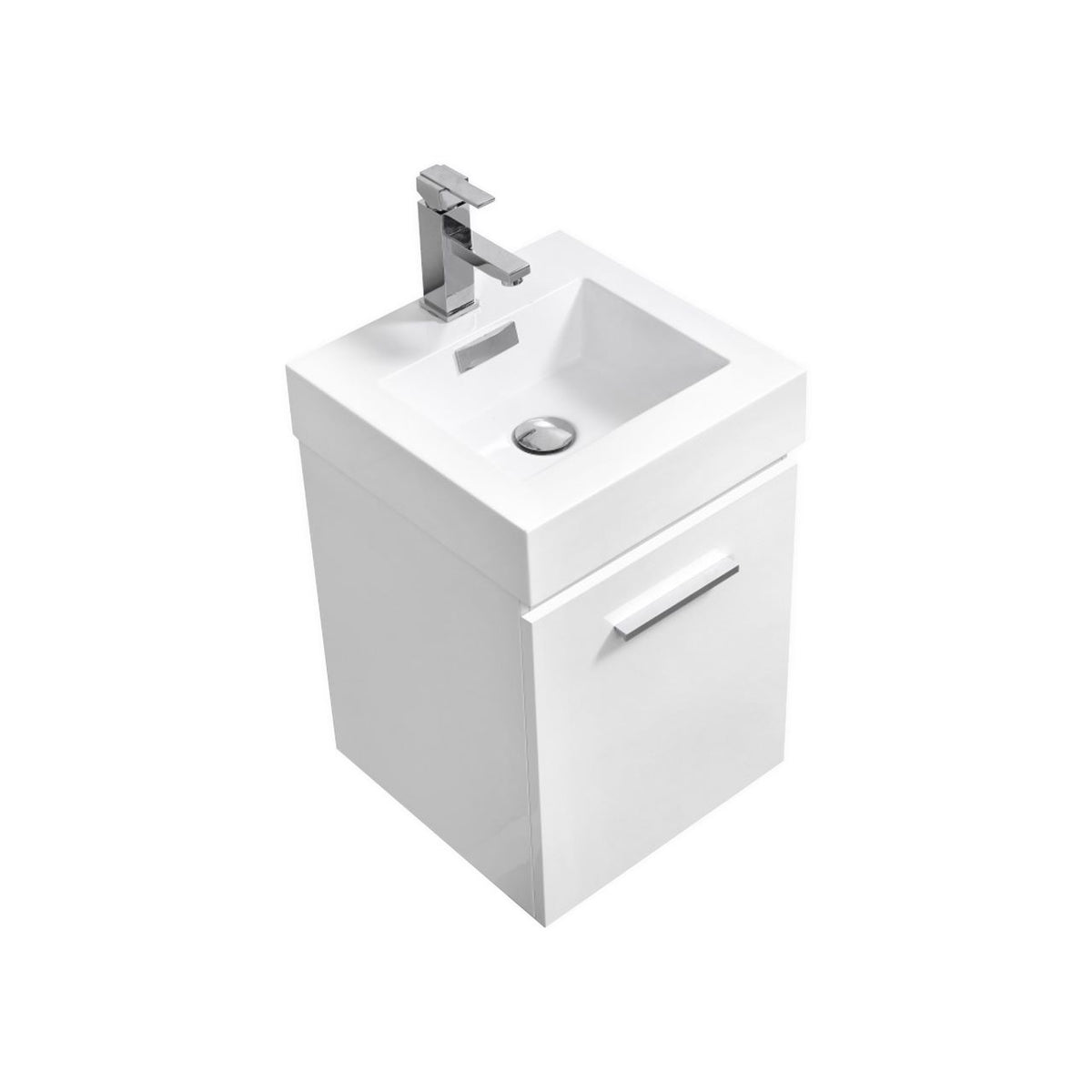 Bliss 16" High Gloss White Wall-Mount Modern Bathroom Vanity