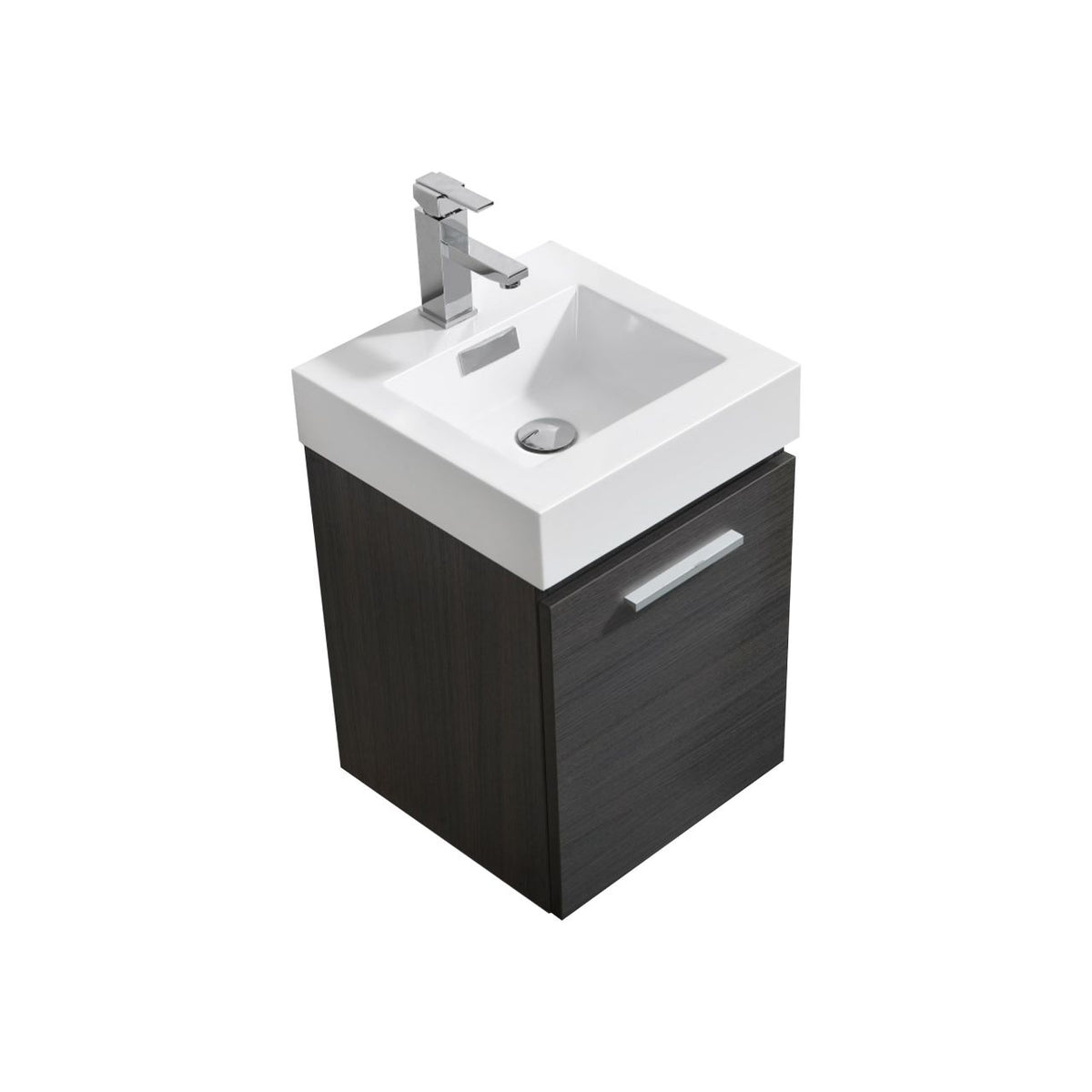 Bliss 16" High Gloss Gray Oak Wall-Mount Modern Bathroom Vanity