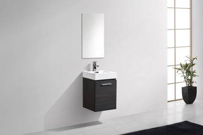 Bliss 16" High Gloss Gray Oak Wall-Mount Modern Bathroom Vanity