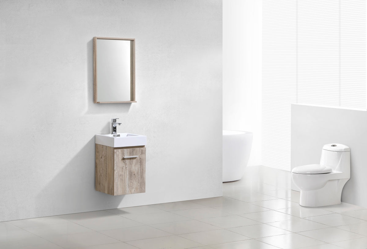 Bliss 16" Nature Wood Wall-Mount Modern Bathroom Vanity
