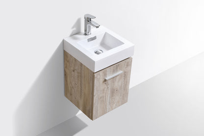 Bliss 16" Nature Wood Wall-Mount Modern Bathroom Vanity
