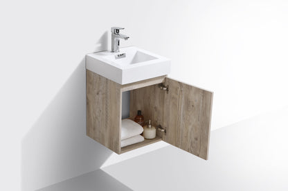 Bliss 16" Nature Wood Wall-Mount Modern Bathroom Vanity