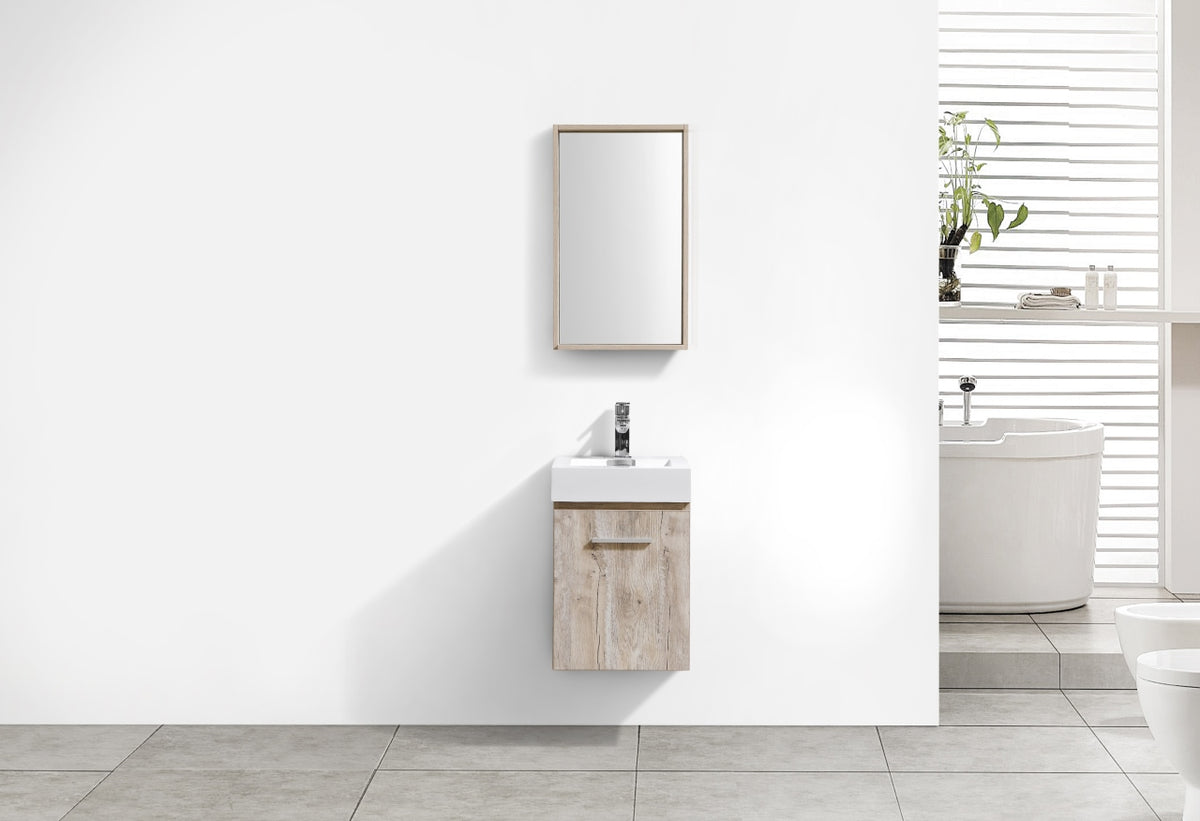 Bliss 16" Nature Wood Wall-Mount Modern Bathroom Vanity