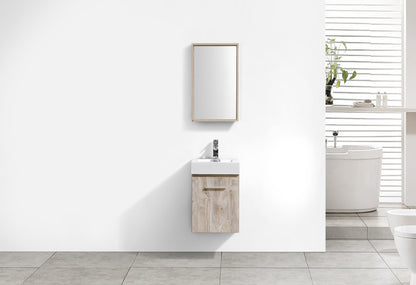 Bliss 16" Nature Wood Wall-Mount Modern Bathroom Vanity