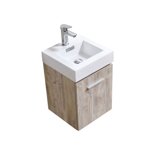 Bliss 16" Nature Wood Wall-Mount Modern Bathroom Vanity