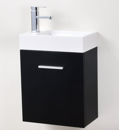 Bliss 18" Black Wall Mount Modern Bathroom Vanity