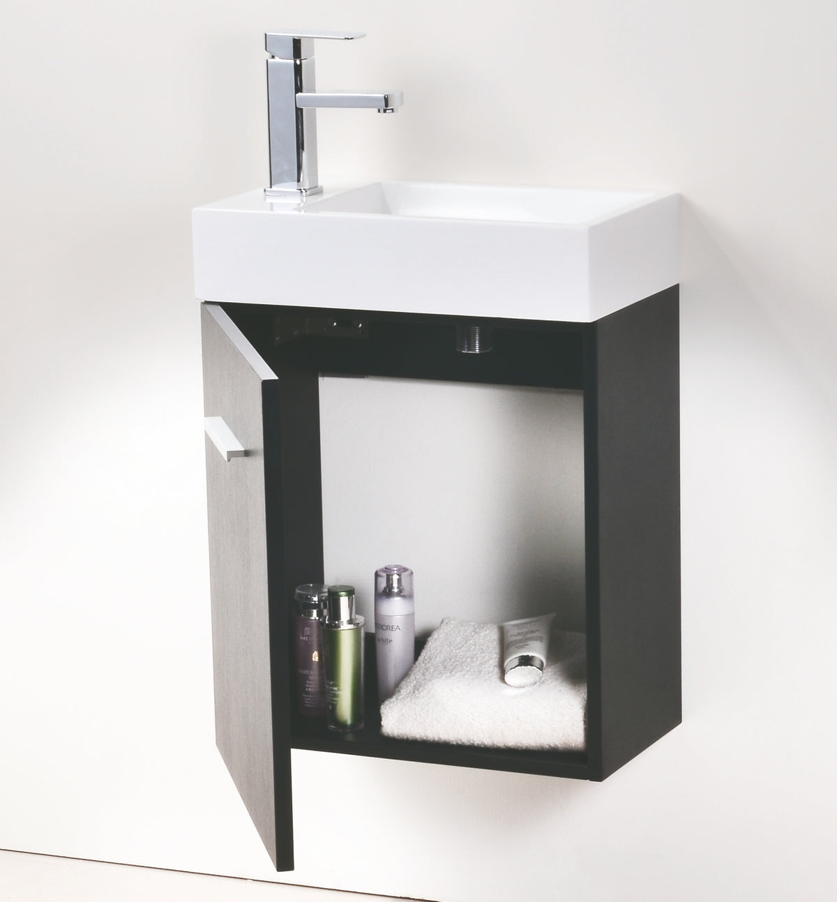 Bliss 18" Black Wall Mount Modern Bathroom Vanity