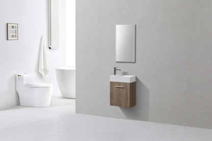 Bliss 18" Butternut Wall-Mount Modern Bathroom Vanity
