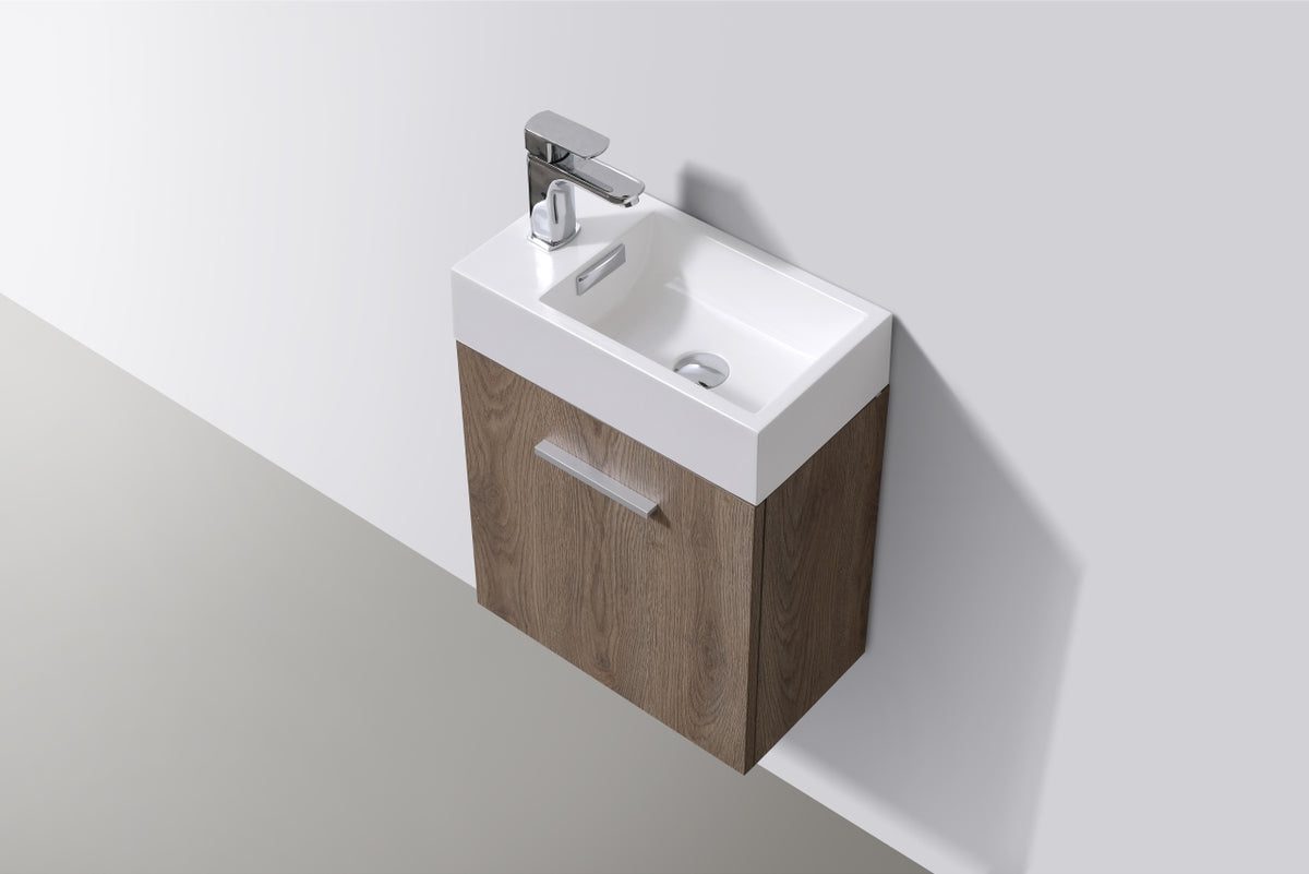 Bliss 18" Butternut Wall-Mount Modern Bathroom Vanity