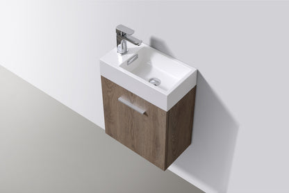 Bliss 18" Butternut Wall-Mount Modern Bathroom Vanity