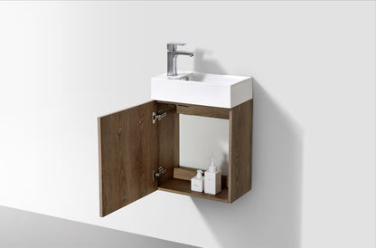 Bliss 18" Butternut Wall-Mount Modern Bathroom Vanity