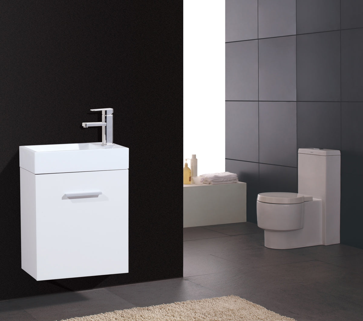 Bliss 18" High Gloss White Wall-Mount Modern Bathroom Vanity