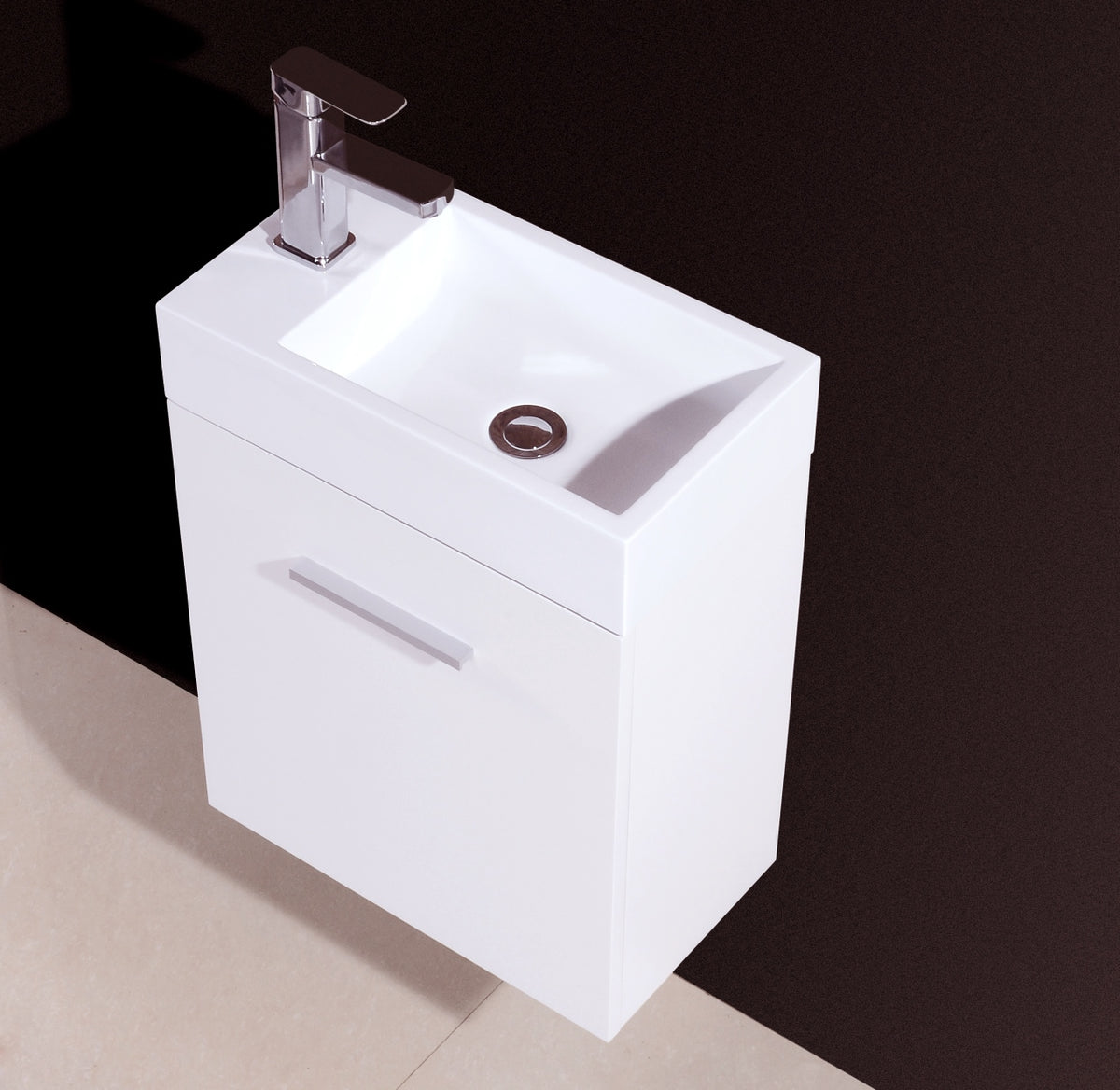 Bliss 18" High Gloss White Wall-Mount Modern Bathroom Vanity