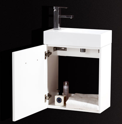 Bliss 18" High Gloss White Wall-Mount Modern Bathroom Vanity
