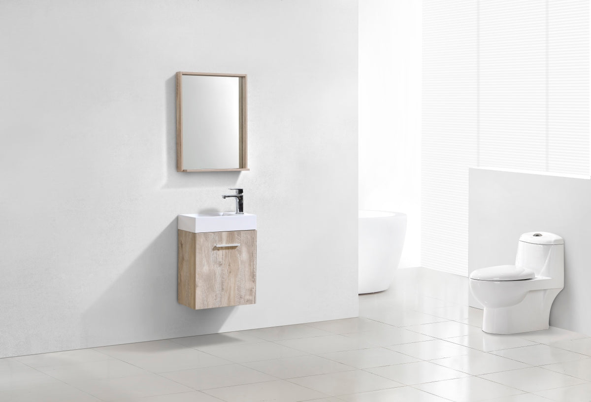 Bliss 18" Nature Wood Wall Mount Modern Bathroom Vanity