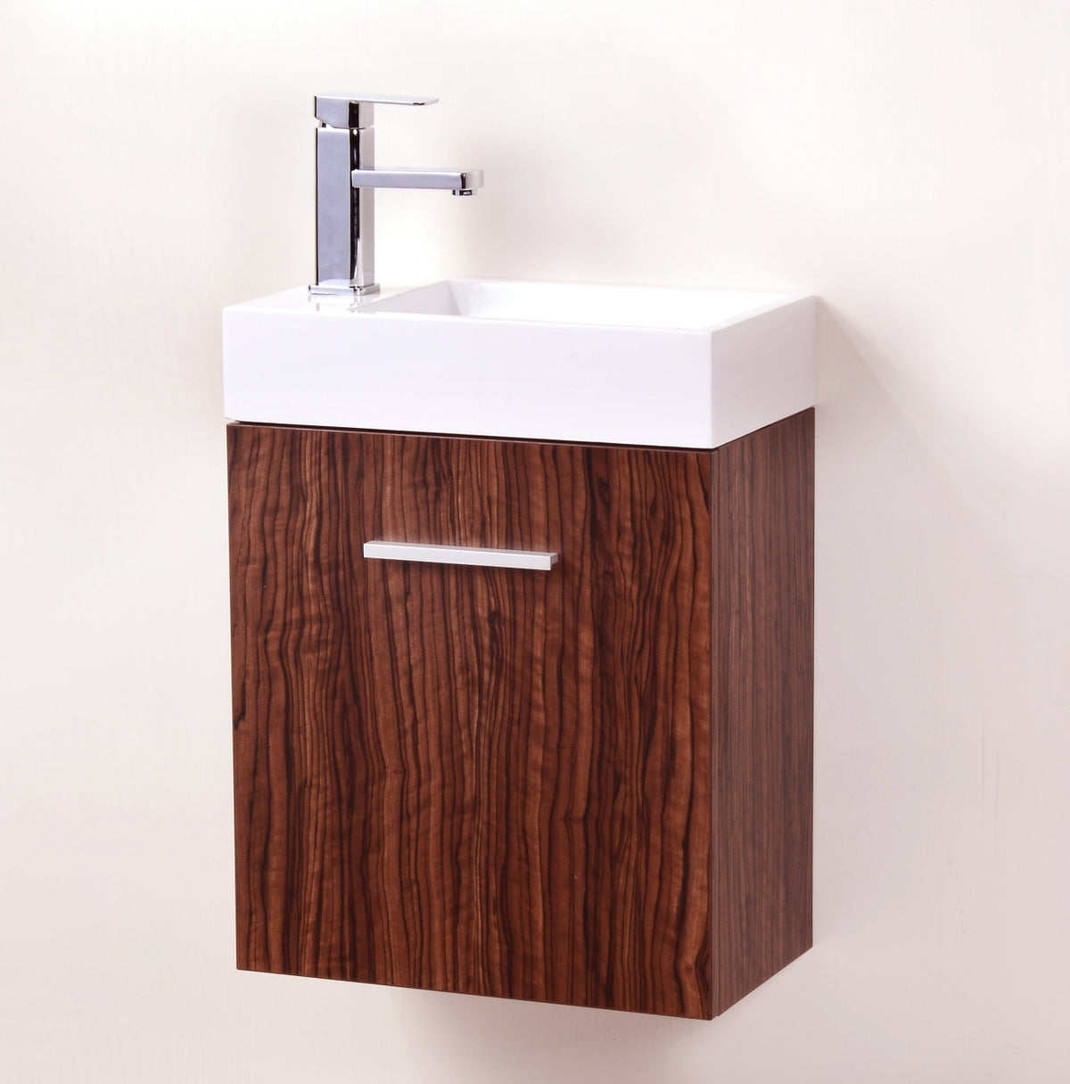 Bliss 18" Walnut Wall Mount Modern Bathroom Vanity
