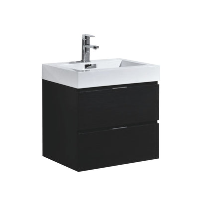 Bliss 24" Black Wall Mount Modern Bathroom Vanity