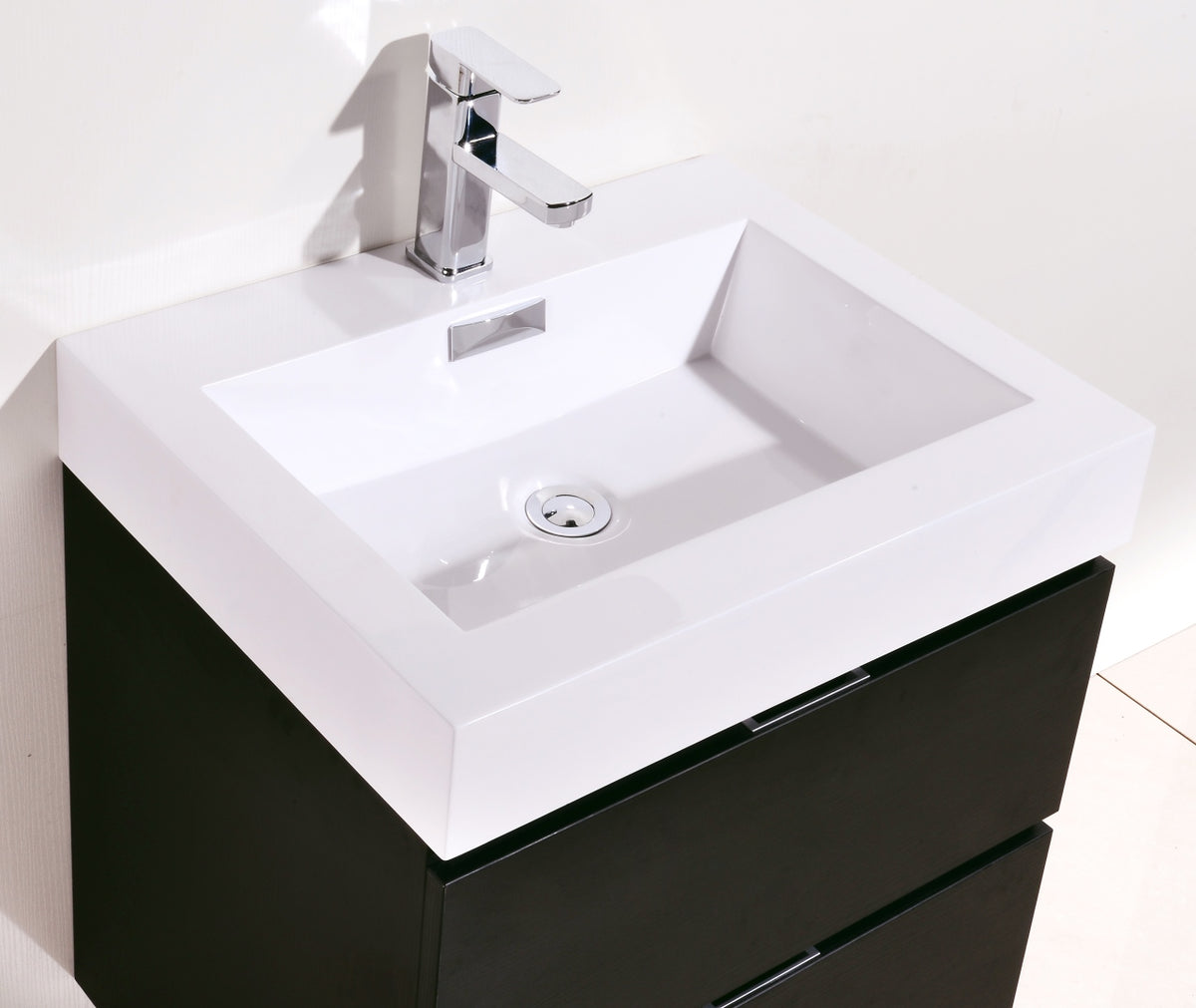 Bliss 24" Black Wall Mount Modern Bathroom Vanity