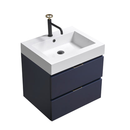 Bliss 24" Navy Blue Wall-Mount Modern Bathroom Vanity