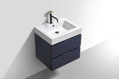 Bliss 24" Navy Blue Wall-Mount Modern Bathroom Vanity