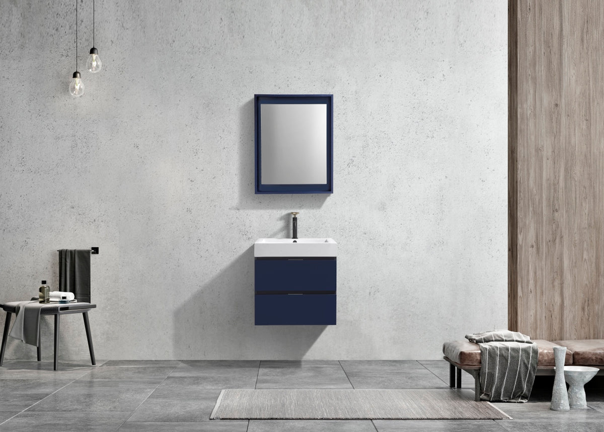 Bliss 24" Navy Blue Wall-Mount Modern Bathroom Vanity