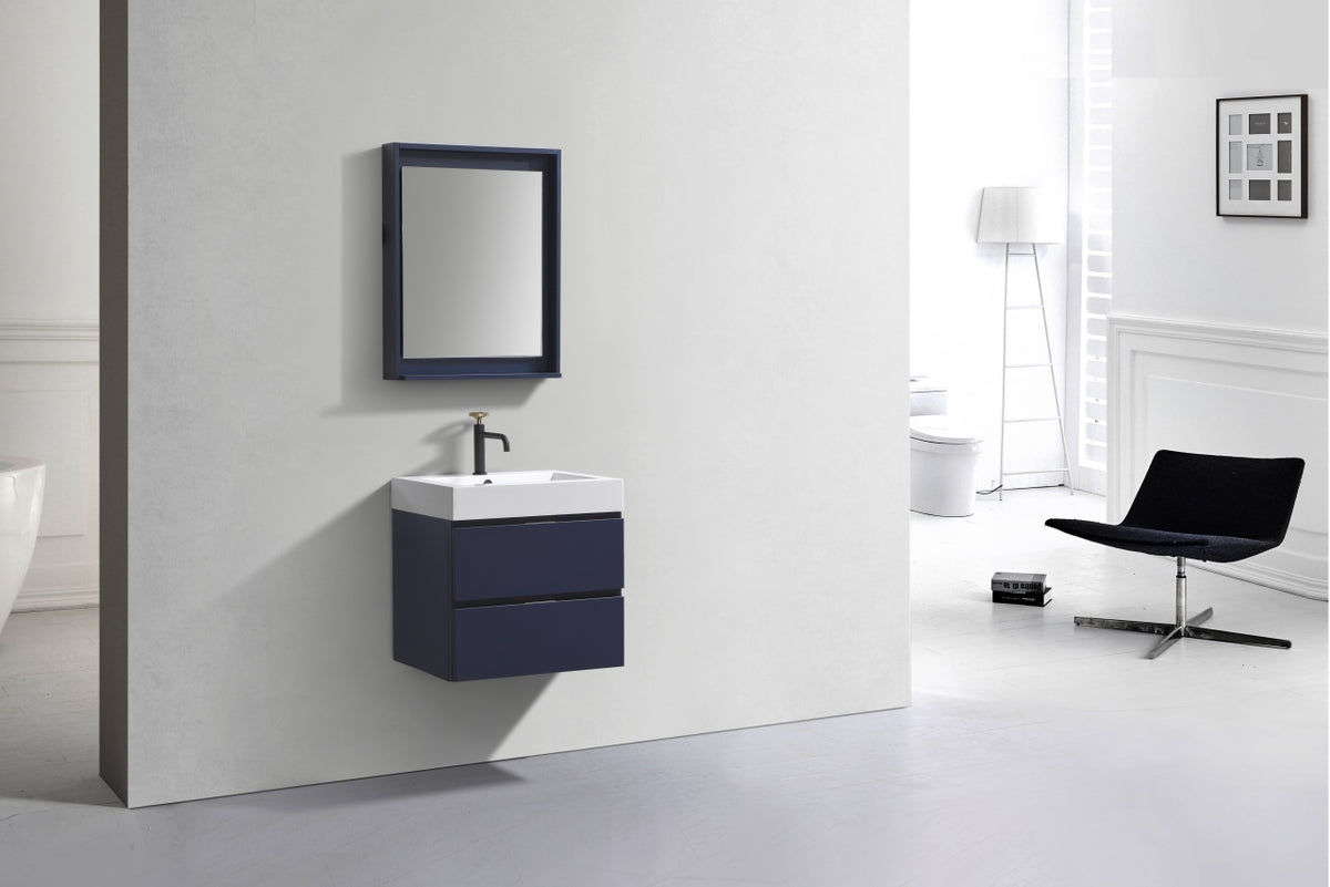 Bliss 24" Navy Blue Wall-Mount Modern Bathroom Vanity