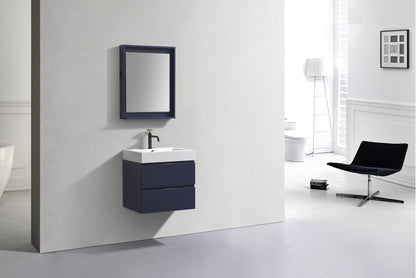Bliss 24" Navy Blue Wall-Mount Modern Bathroom Vanity